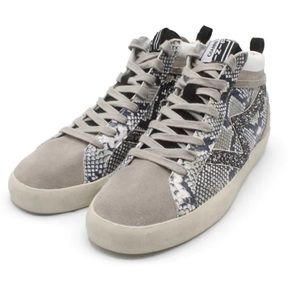 GIANNI BINI Leather And Suede Snake Skin Glitter High Top Sneakers Size …